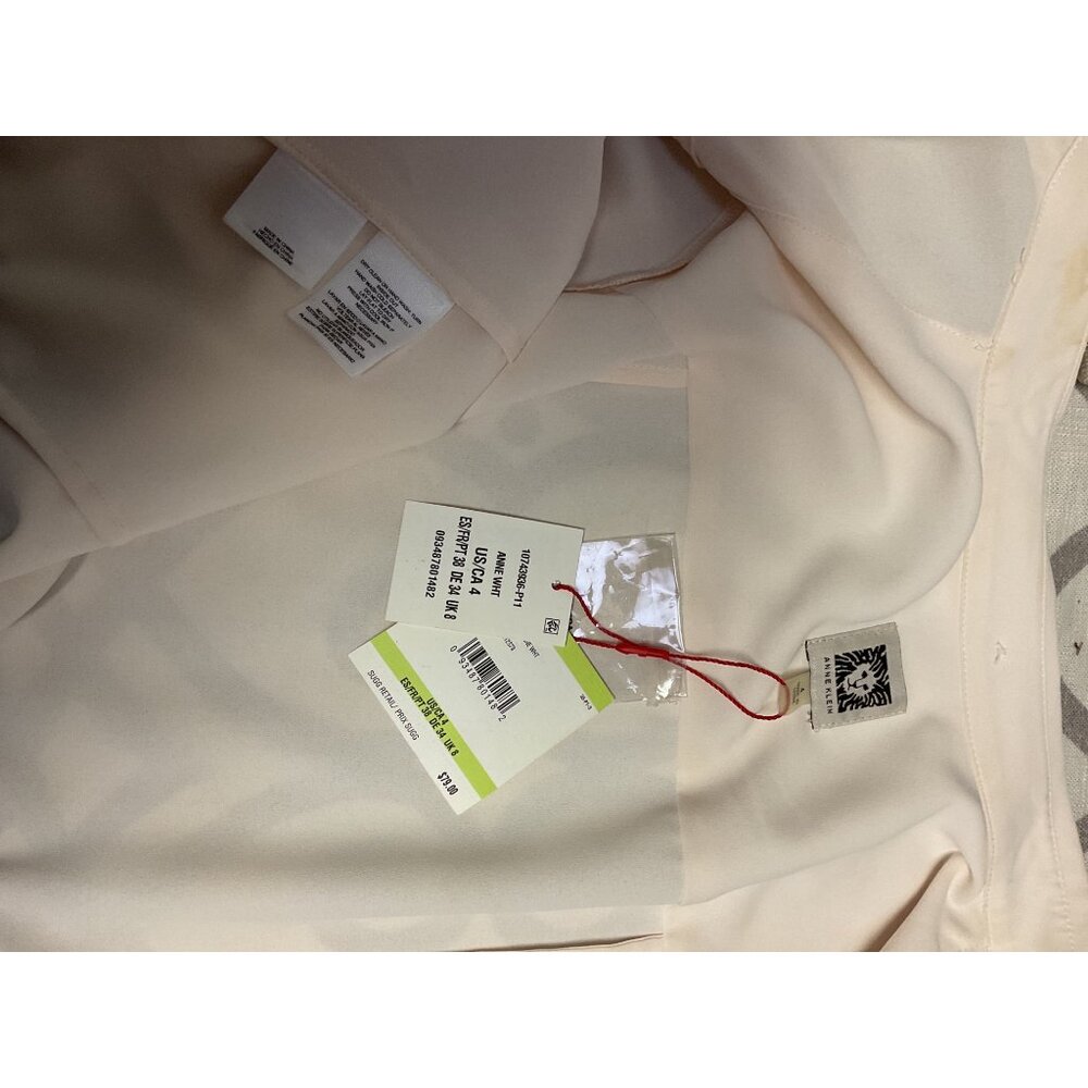 Anne Klein Womens Long-Sleeve Button-Up Shirt Ivory White Size 4 - Picture 4 of 4
